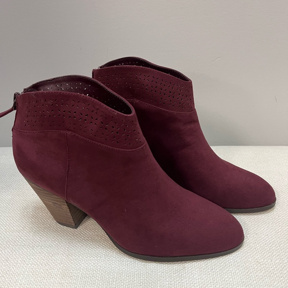 Violet & Red leather brand new wine tone booties
